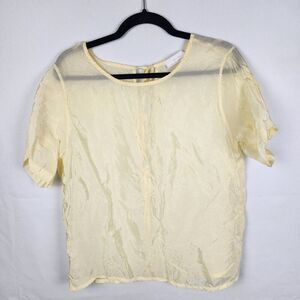 Oak & Fort Sheer Yellow Tie Back Blouse Size Small Fairycore Coquette Spring